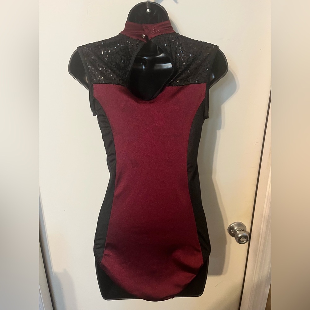 Weissman Womens Dance Costume Jogger Jumpsuit 2 Piece Pray for me Sz LA Maroon - Picture 8 of 13